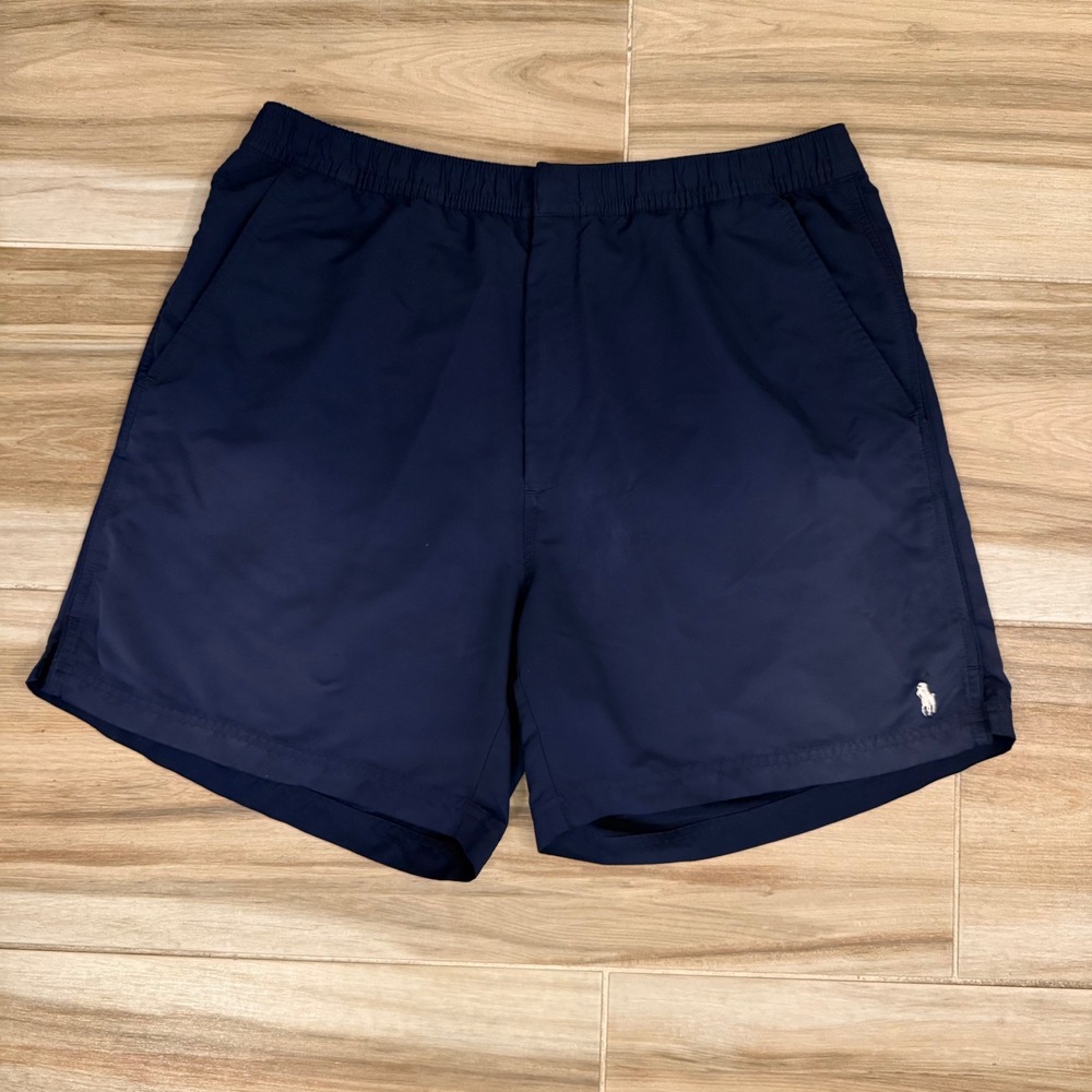 Polo Ralph Lauren Mens Navy Blue Swim Trunks Mesh Lined Shorts Size L